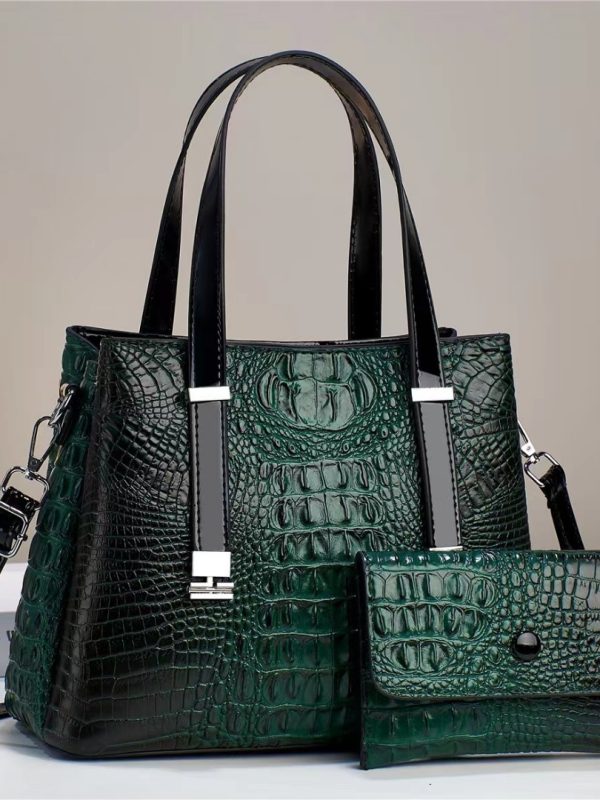 Women's Fashion Crocodile Pattern Large Capacity Combination Bags