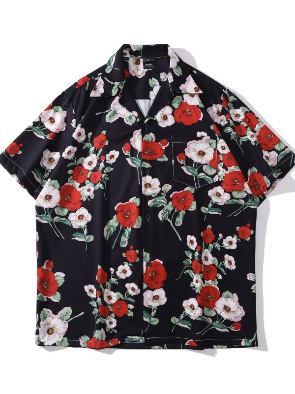 قمصان هاواي جديدة بنقشة زهور عتيقة على طراز هونغ كونغ