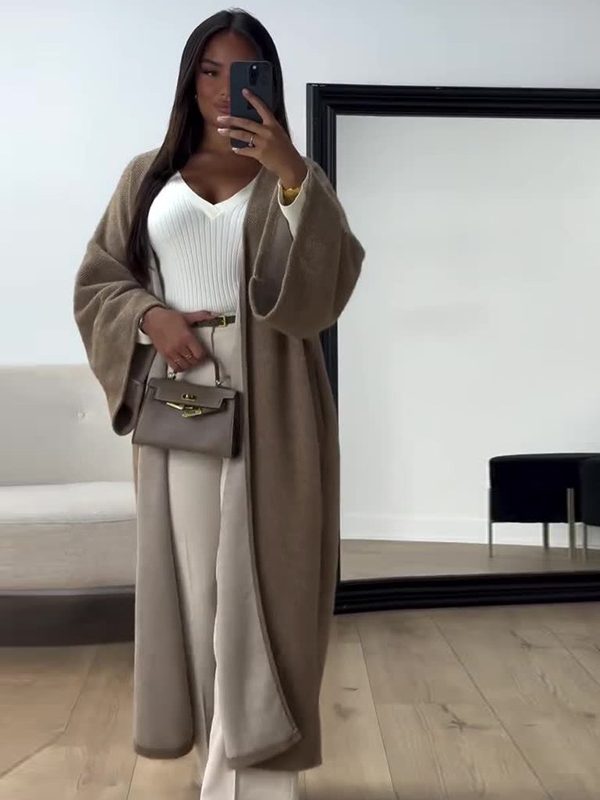 Autumn New Lazy Wind Loose Mid-length Cardigan Coat