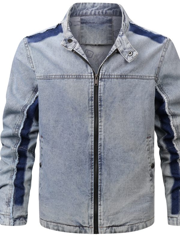 Men's Retro Denim Patchwork Jacket - Trendy Style