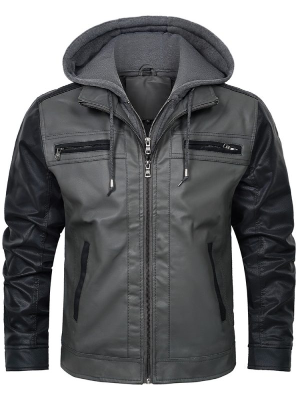 Stitching Fashion Leather Jacket Coat