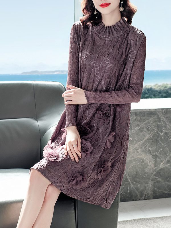 Women's Fashion Temperament Solid Color Pleated Dresses
