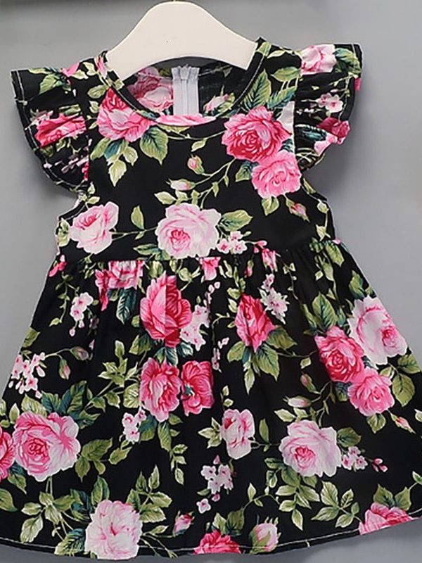 Girls Dress Cotton Summer Floral New Flower-Pattern
