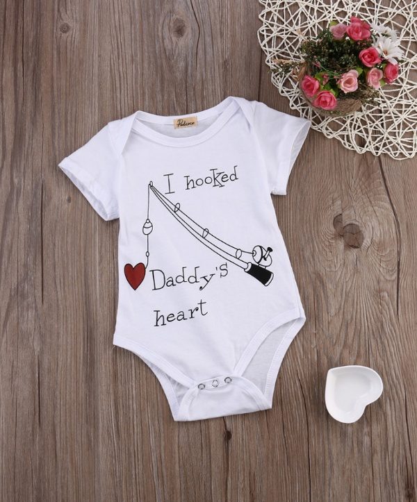 New Infant Baby By Boy Clothes Girl Babygrowth Playsuit Romper I Hooked Daddys Heart Newborn Baby Clothes UNISEX BABY Rompers