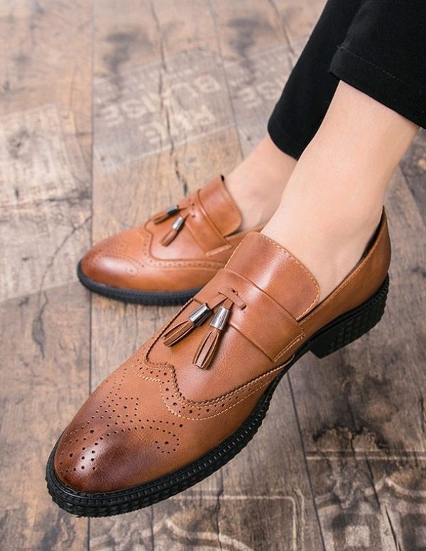 Summer breathable men's England pointed casual shoes tassel men's shoes a pedal small shoes men