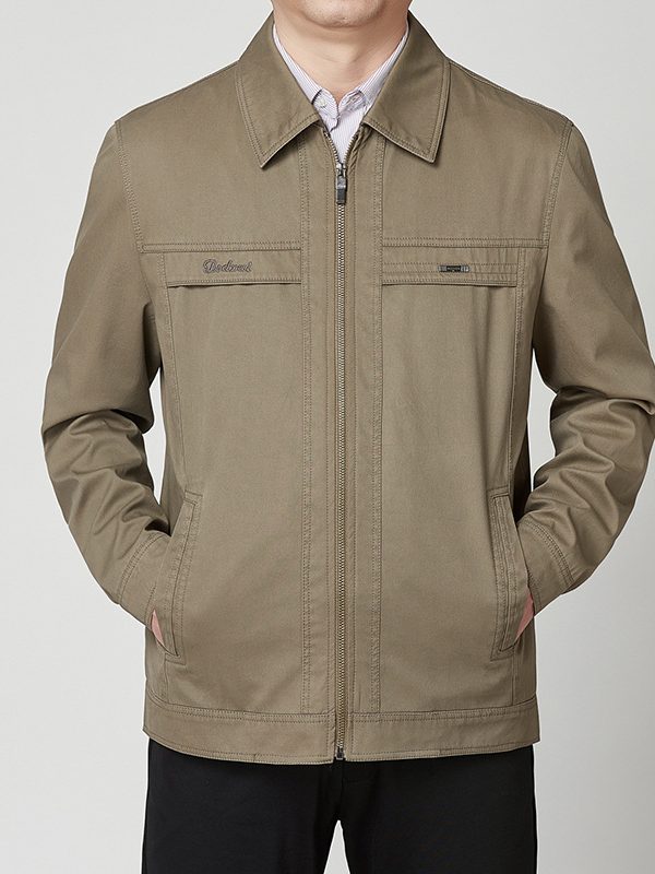 Middle-aged And Elderly Men's Casual Cotton Turn-down Collar Coat