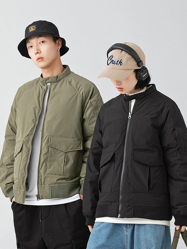 Men's Fashion Stand Collar Workwear Flight Down Jacket