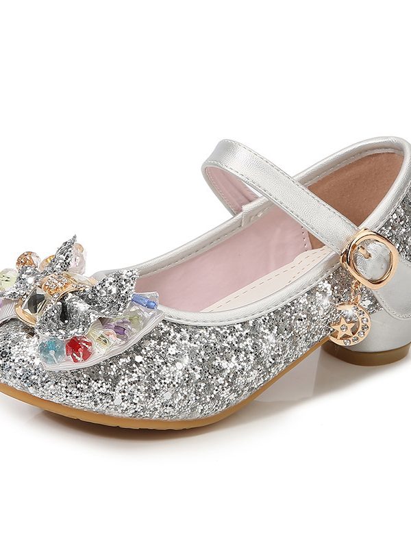 Girls High Heel Shoes Princess Crystal Shoes Middle And Big Children