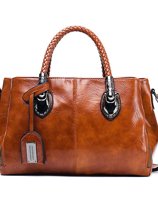 Vintage Oil Wax leather luxury handbags Women Bags