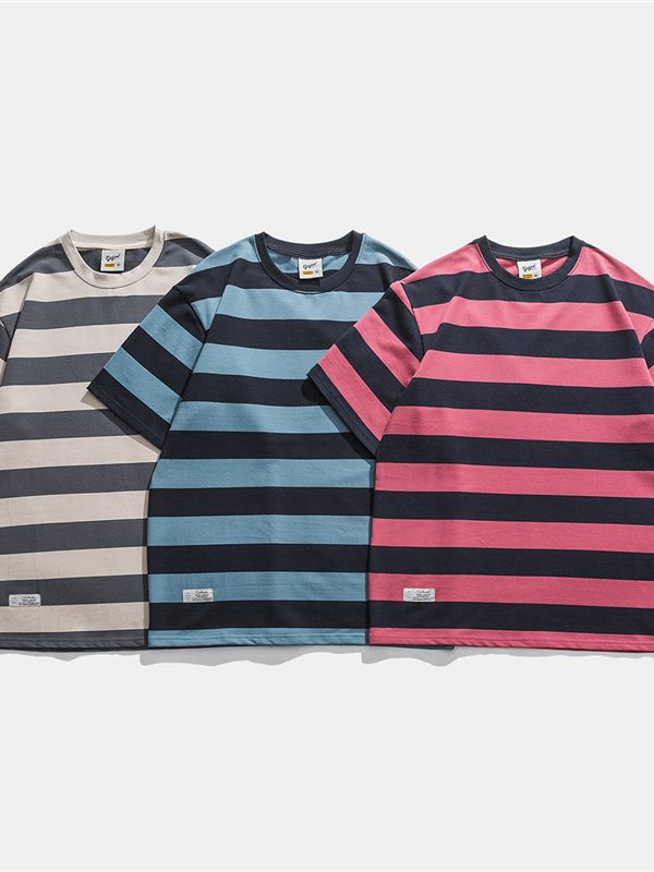New Striped Short Sleeve Retro Striped Men
