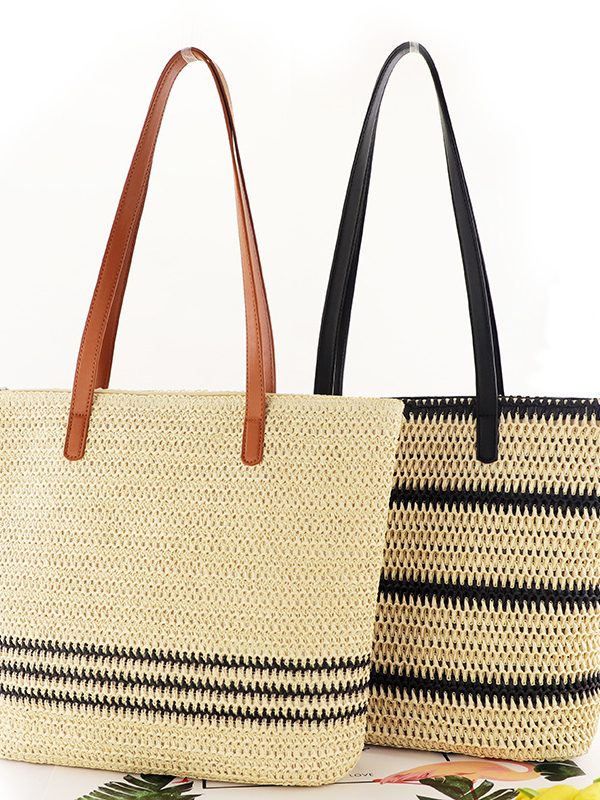 Striped Large Capacity Casual Handbag Summer Straw Bags