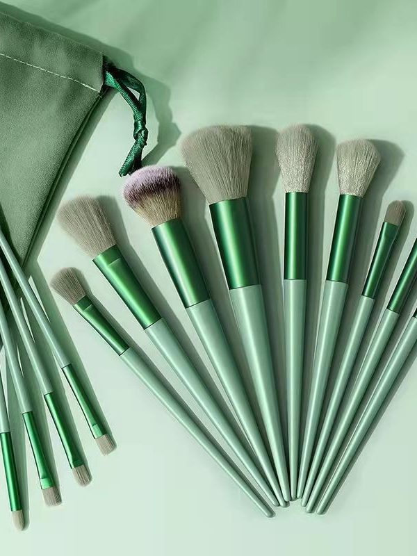 حقيبة قماش محمولة مع فرشاة مكياج ناعمة الشعر