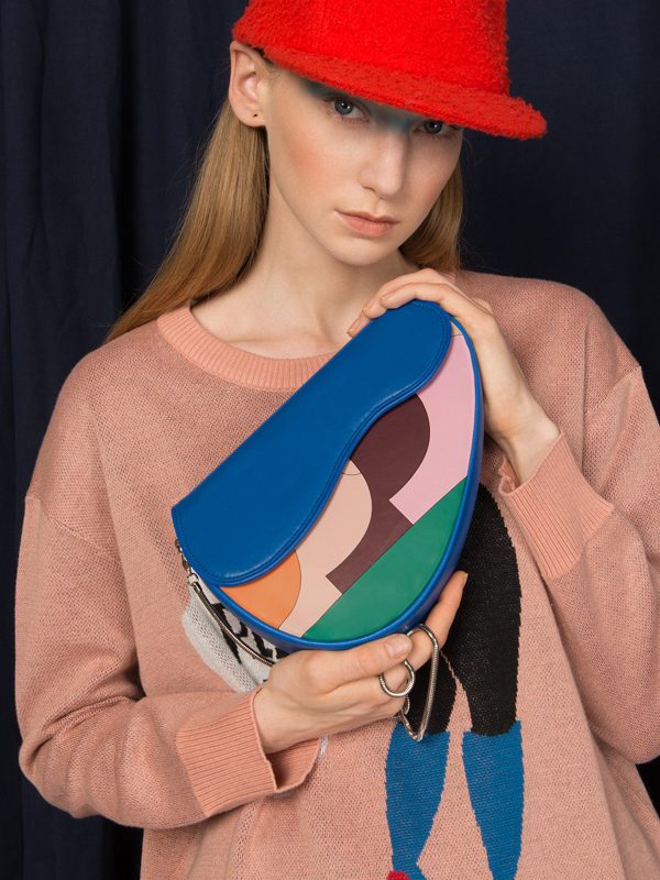 YIZISTORE Original Creative PU Leather Metal Chain Shoulder Bags For Girls Casual Women Messenger Bags In Peas Series