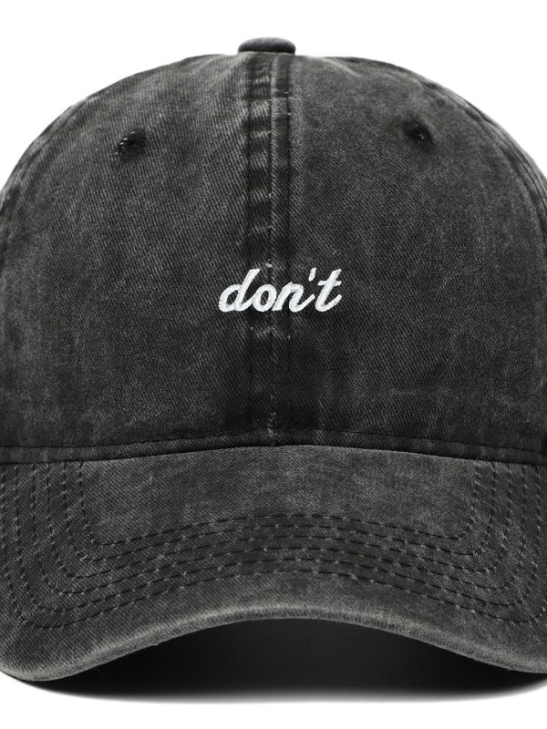 Letter Don't Embroidered Washed Old Soft Top Baseball Cap