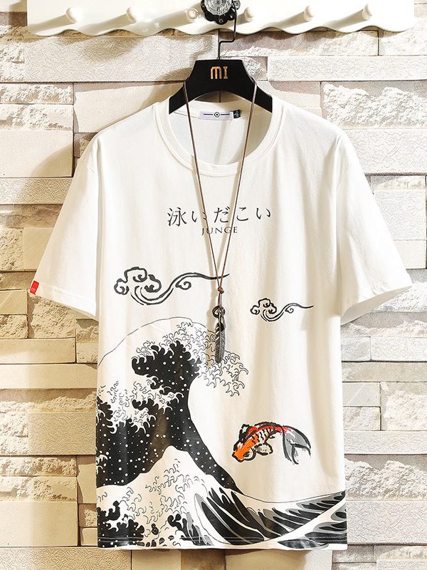 قميص رجالي كاجوال مطبوع بأكمام قصيرة ومقاس كبير