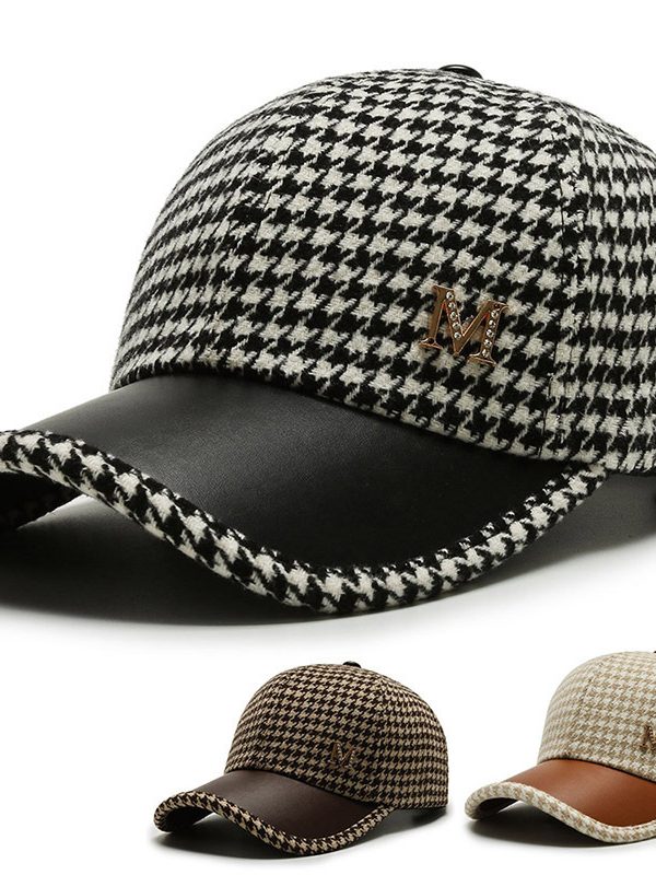 Men's And Women's Fashion Houndstooth Fine Grid Baseball
