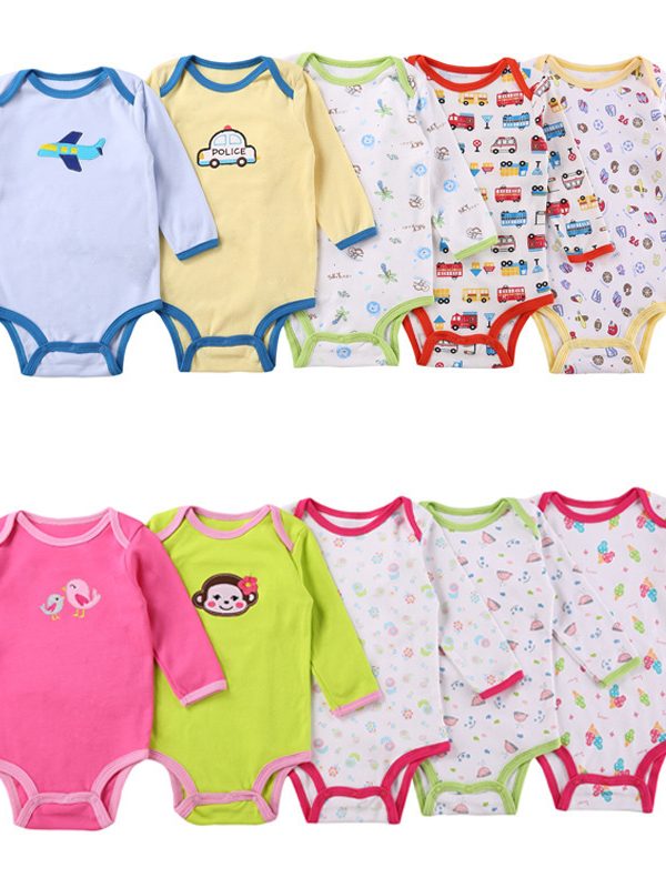 ملابس قطنية طويلة الأكمام للأطفال مكونة من خمس قطع قطعة واحدة