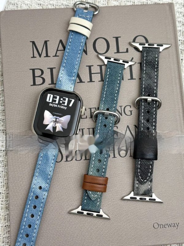 Washed Denim Watch Band Retro Casual