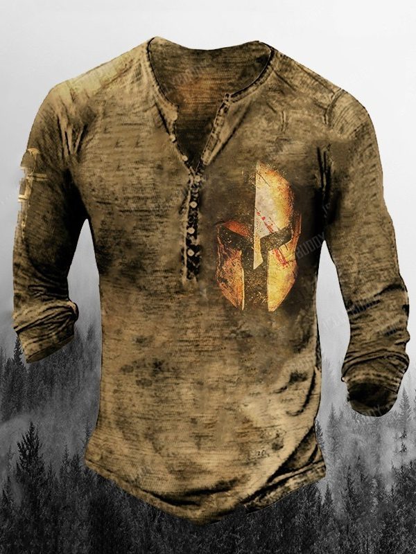 تي شيرت رجالي رياضي مطبوع بأكمام طويلة