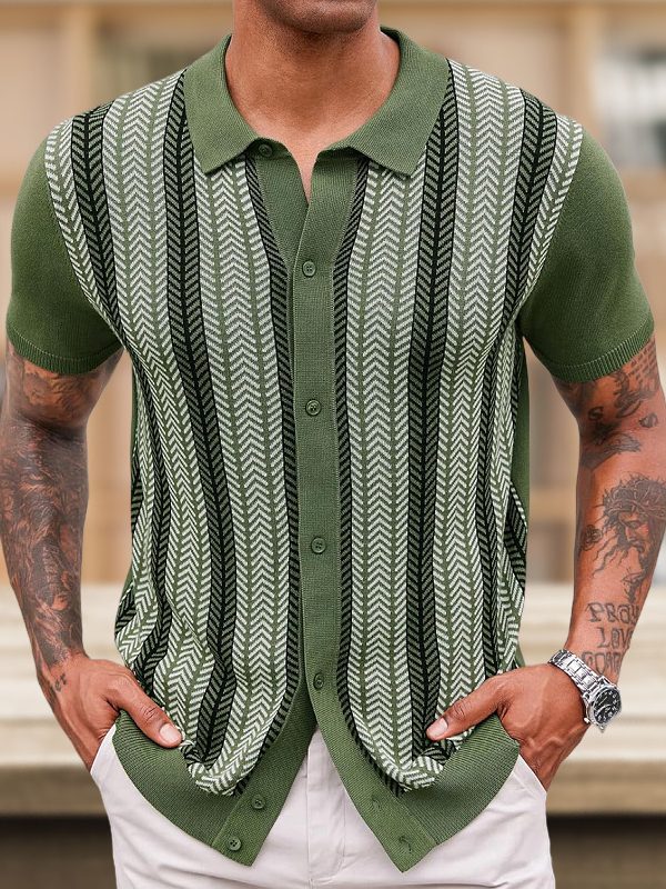 Men's Casual Striped Jacquard Sweater