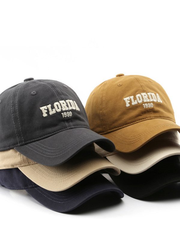 Men's And Women's Fashion Retro Washed Cotton Letter Embroidered Sun Hat