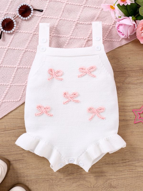 ملابس دمية حاملة للأطفال رومبر من الصوف مطرز بفيونكة فتاة حلوة