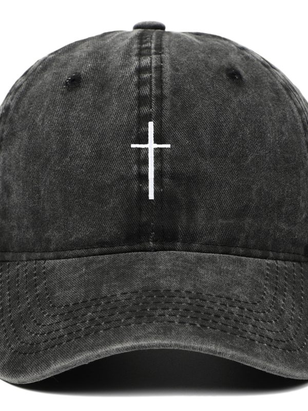 Cross Embroidered Peaked Cap Baseball Cap Letter Sun Hat
