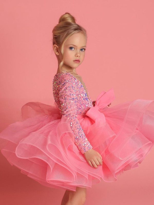 Girls Sequins Catwalk Large Swing Gauze Skirt