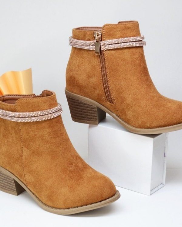 Girls' Fashion Double Strap Rhinestone Booties