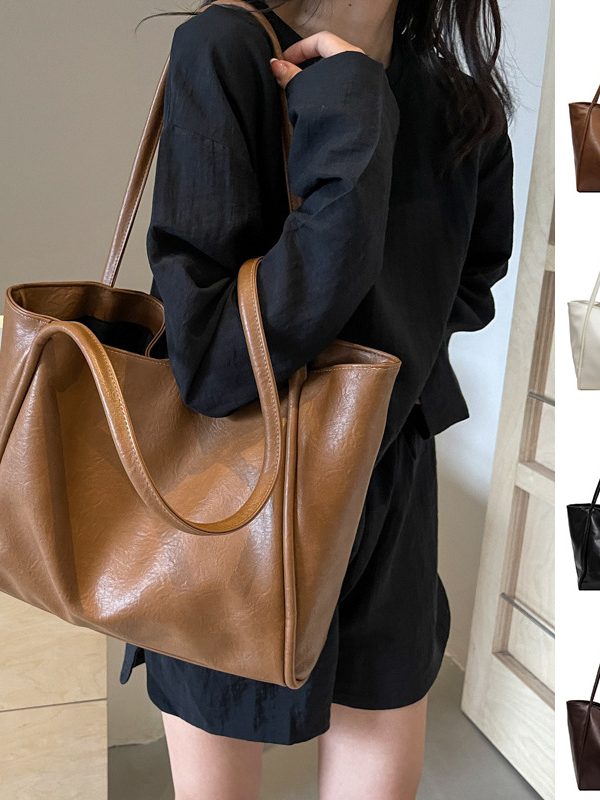 Soft Leather Shoulder Bag Large Capacity Commuter Totes Shopping Travel Bags For Women