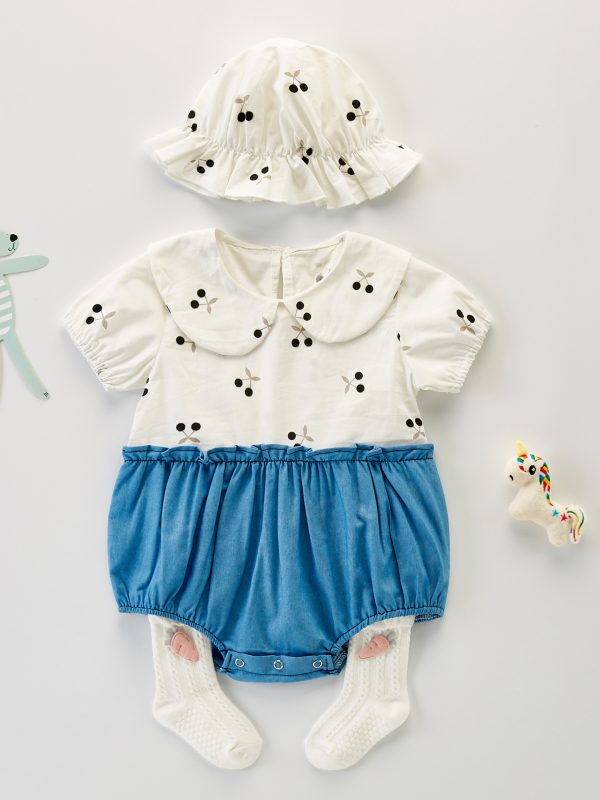 ملابس طفلة لطيفة ذات قطعة واحدة ومثلث رفيع وملابس فارت سوبر أوشن