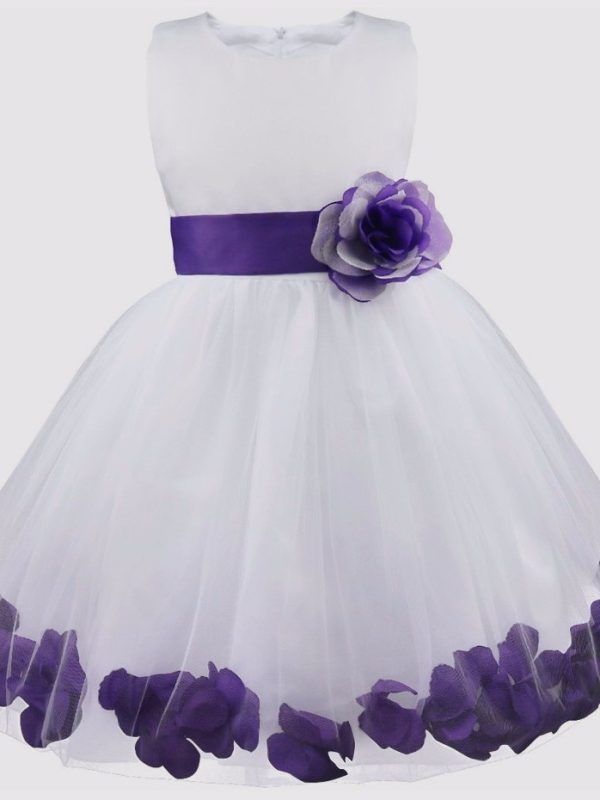 Luxury Girl Dress Flower Bow Belt