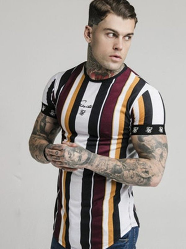 Men's striped sports T-shirt