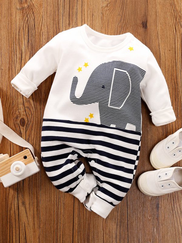 Long-Sleeved Cotton Korean Male And Female Baby Animal Crawling Clothes