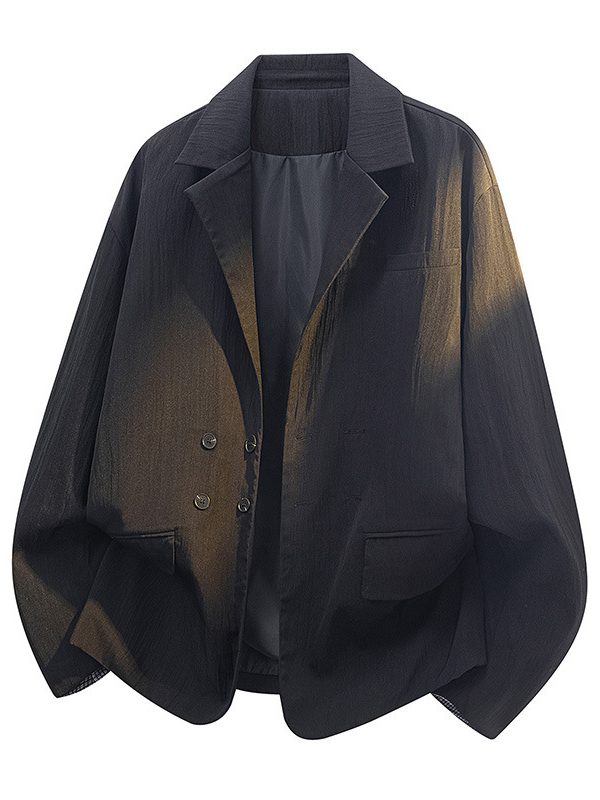 Vertical Pleated Small Plaid Double-breasted Casual Jacket