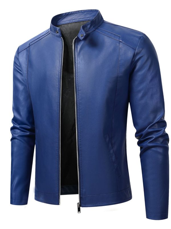 Men's Slim Casual Leather Jacket Motorcycle Jacket