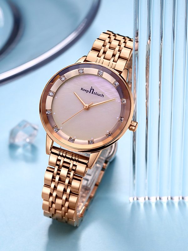 ساعة شل سيرفس النسائية الجديدة المقاومة للماء بسوار من الفولاذ المقاوم للصدأ