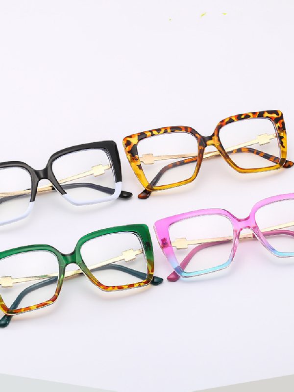 Colorful Color Plain Glasses Glasses Glasses Large Frame Cat Eye Ladies Diamond-studded Glasses Glasses