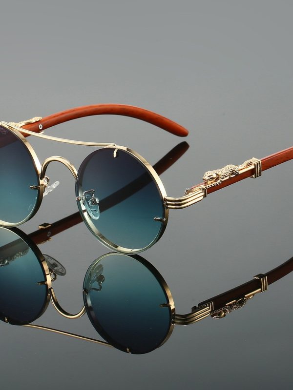 نظارة شمسية ريترو مزدوجة الشعاع برأس فهد