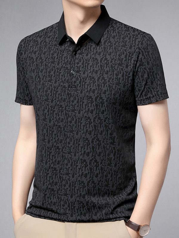 قميص بولو رجالي صيفي بأكمام قصيرة وياقة رفيعة للعمل