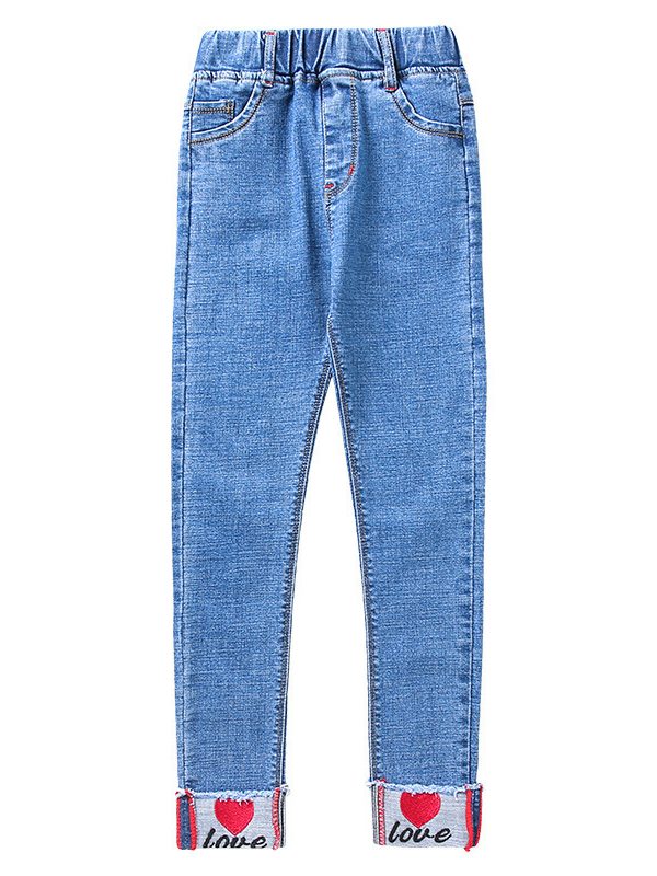 Embroidered Casual Denim Trousers
