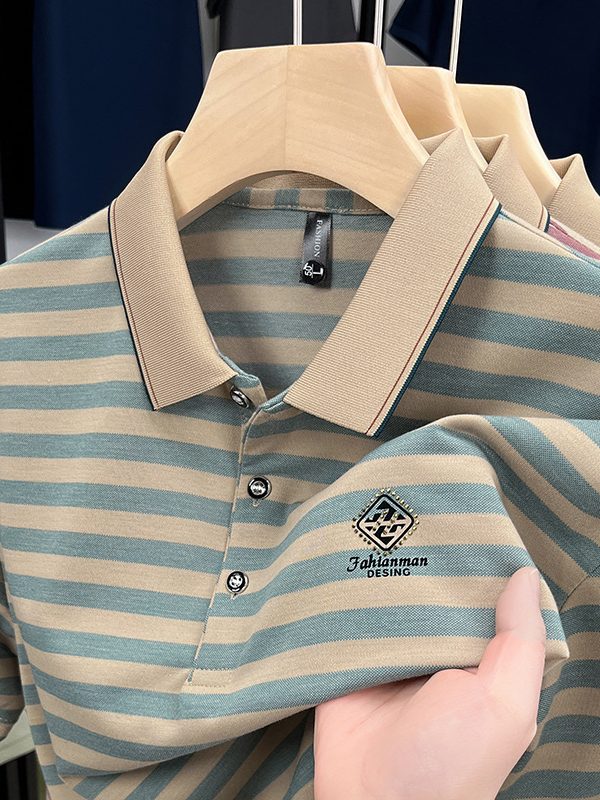 قميص رجالي كاجوال مخطط بأكمام قصيرة