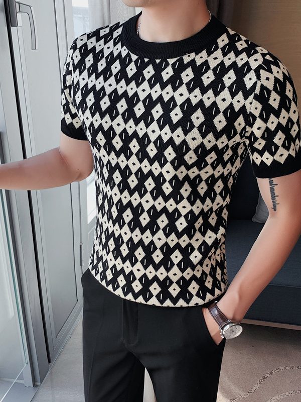 Round Neck Breathable Casual Slim Korean Style Bottoming T-shirt Half Sleeve Sweater