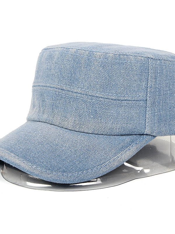 Men's And Women's Old Washed Denim Flat Hats