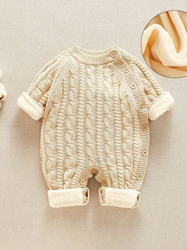 Newborn Baby Clothes Autumn And Winter Suit Plus Velvet One-piece Bottoming Shirt Tide