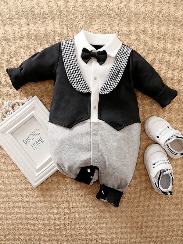 Newborn New Baby New Year's Eve Clothes Gentleman Hundred Hitch Jumpsuit