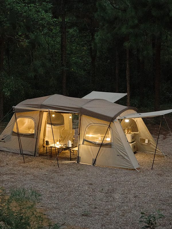 Outdoor Camping In A Rain Tent
