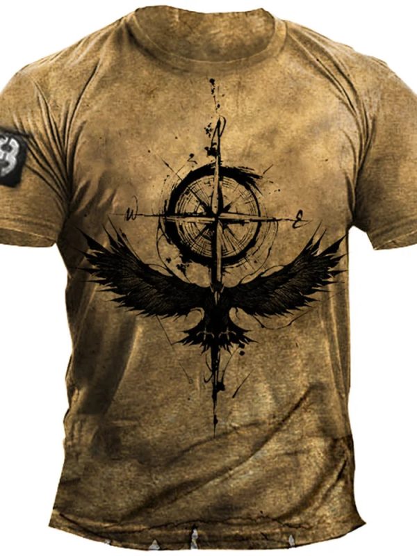 تي شيرت رجالي كاجوال فضفاض بأكمام قصيرة ورقبة دائرية