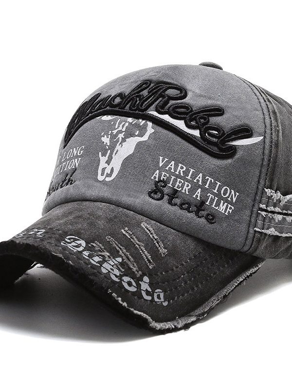 Vintage Embroidered Letter Washed Baseball Cap