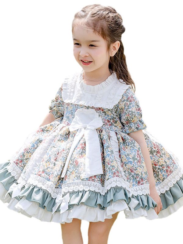 فستان زهري بأكمام قصيرة لطيف لطفلة